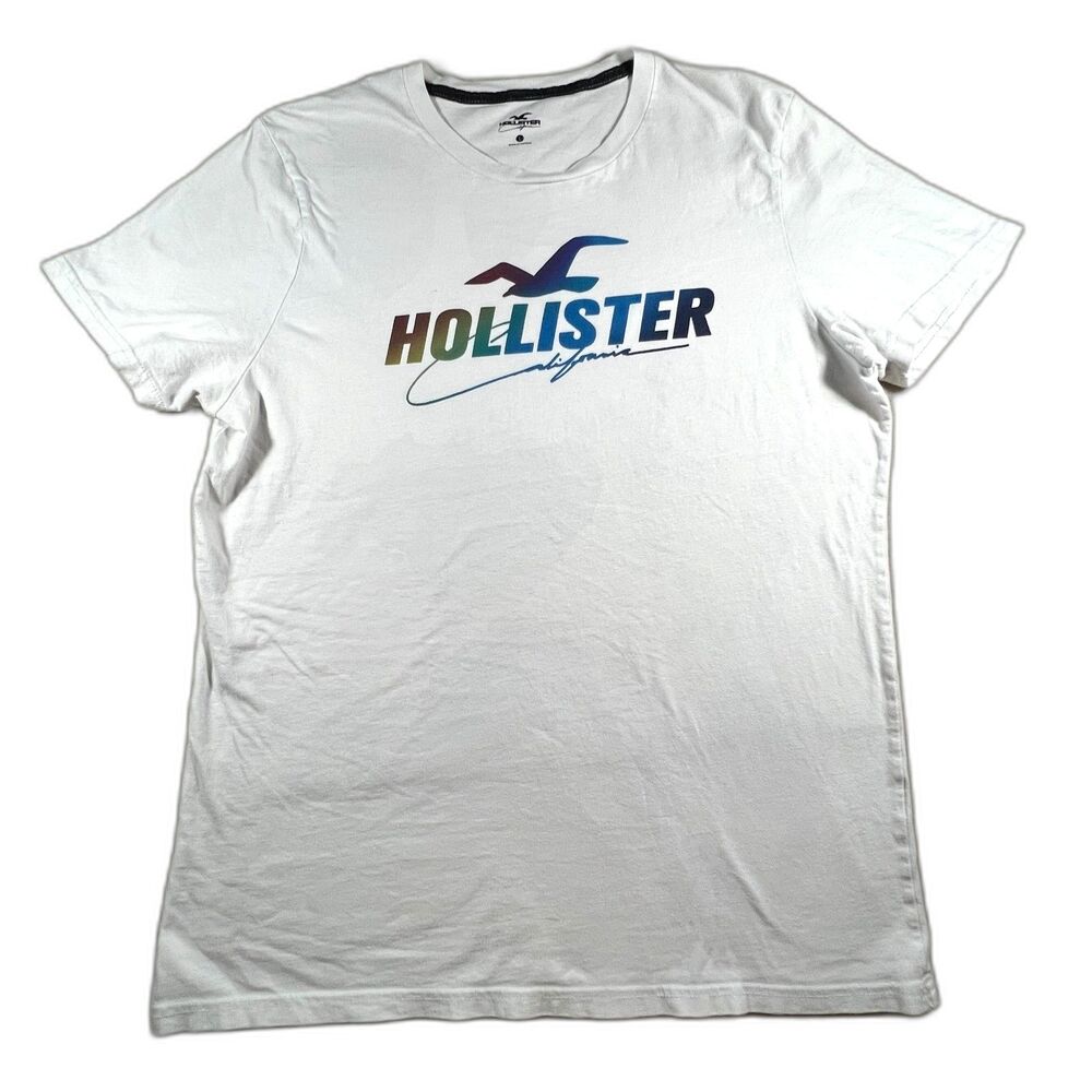 Womens Hollister Short Sleeve T-Shirt Logo Crew Neck Casual Cotton Large